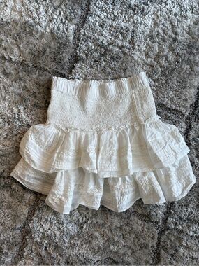 H&M White Ruffled Smocked Mini Skirt - DIVIDED